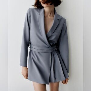 Zara Box Pleat Blazer Dress